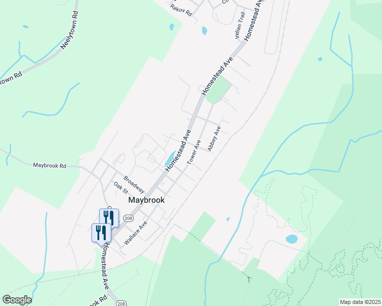 map of restaurants, bars, coffee shops, grocery stores, and more near 707 Tower Avenue in Maybrook