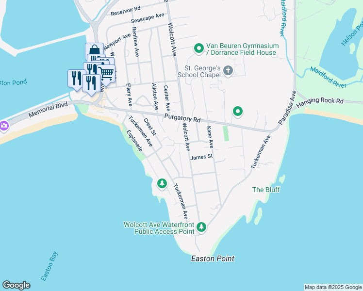 map of restaurants, bars, coffee shops, grocery stores, and more near 2 Easton Terrace in Middletown