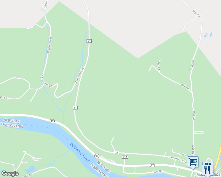 map of restaurants, bars, coffee shops, grocery stores, and more near 104 Barryville - Yulan Road in Barryville