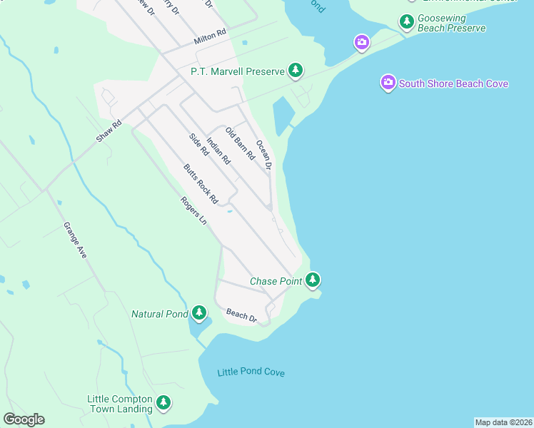map of restaurants, bars, coffee shops, grocery stores, and more near 53 Ocean Drive in Little Compton