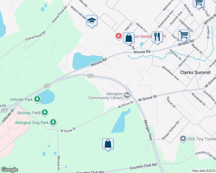 map of restaurants, bars, coffee shops, grocery stores, and more near 34 Hedge Row Run in Clarks Summit