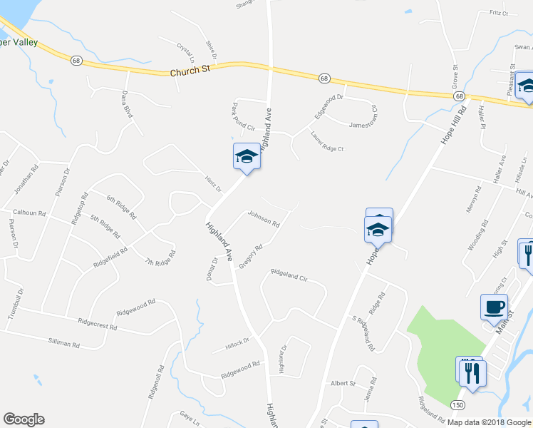 map of restaurants, bars, coffee shops, grocery stores, and more near 37 Johnson Road in Wallingford