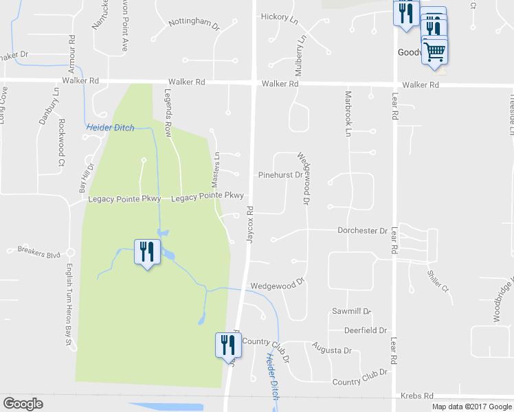 map of restaurants, bars, coffee shops, grocery stores, and more near 648 Landerwood Lane in Avon Lake
