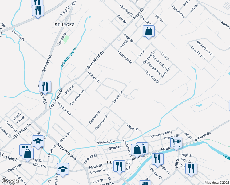 map of restaurants, bars, coffee shops, grocery stores, and more near 151 Ontario St in Blakely
