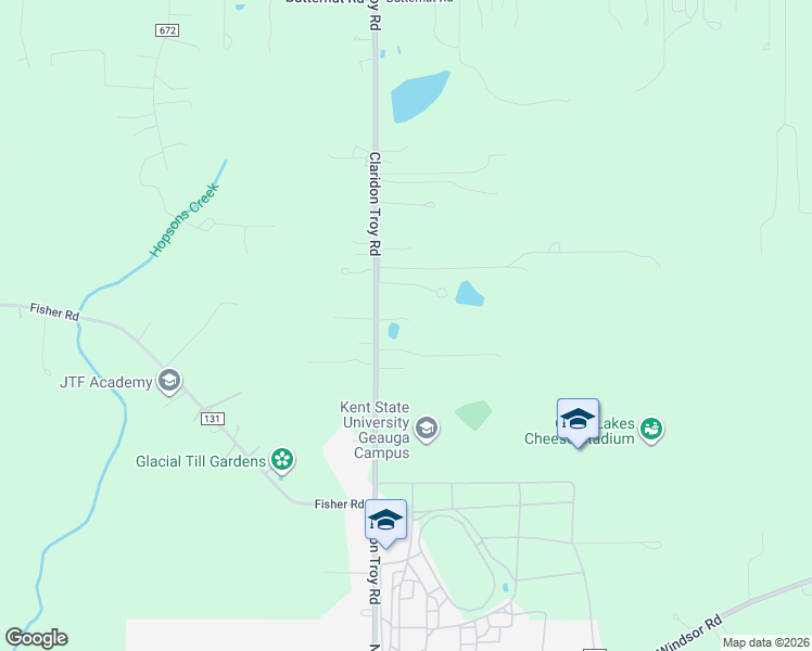 map of restaurants, bars, coffee shops, grocery stores, and more near 13999 Claridon Troy Road in Burton