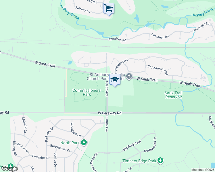 map of restaurants, bars, coffee shops, grocery stores, and more near 22265 South 80th Avenue in Frankfort