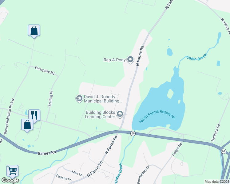 map of restaurants, bars, coffee shops, grocery stores, and more near 18 Reservoir Drive in Wallingford
