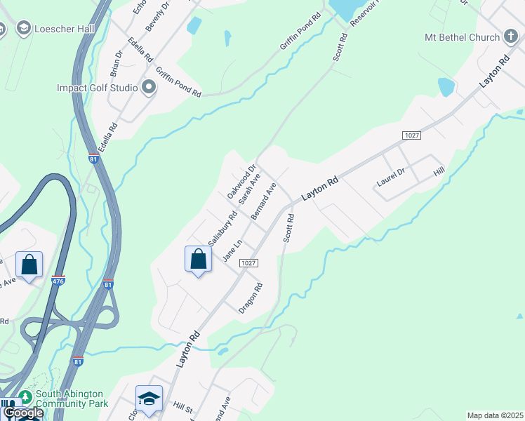 map of restaurants, bars, coffee shops, grocery stores, and more near 907 Layton Road in Lackawanna County