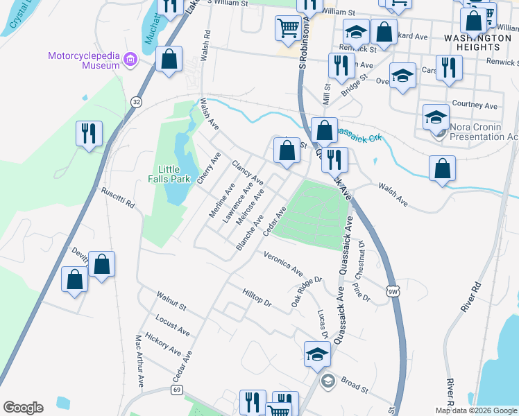 map of restaurants, bars, coffee shops, grocery stores, and more near 64 Blanche Avenue in New Windsor