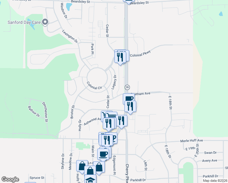 map of restaurants, bars, coffee shops, grocery stores, and more near 2101 Legacy Drive in Norwalk