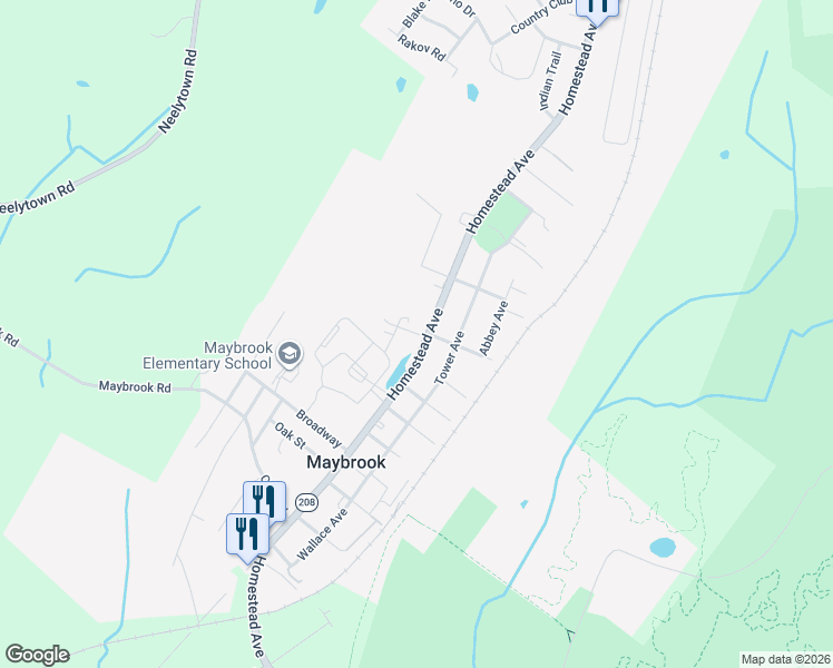 map of restaurants, bars, coffee shops, grocery stores, and more near 103-107 Wiley Street in Maybrook