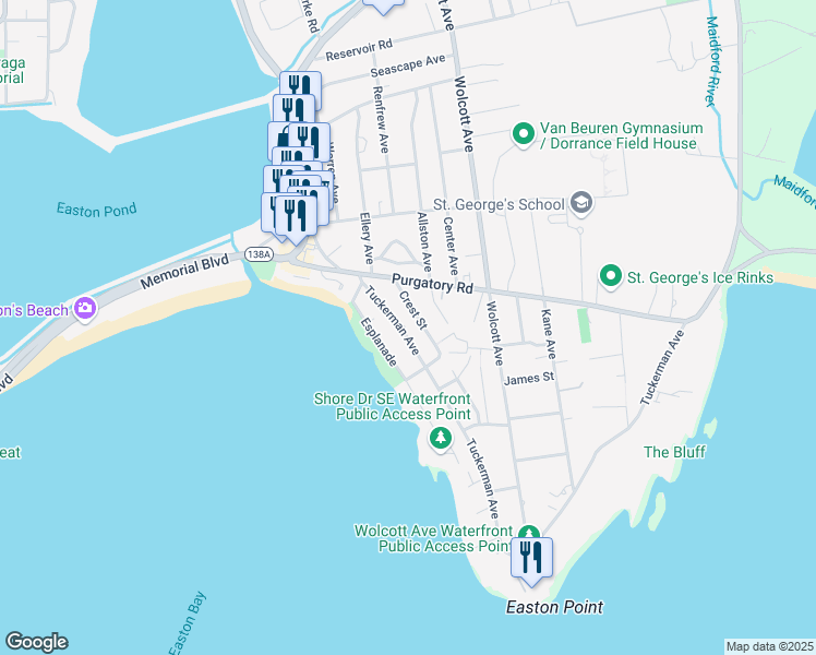 map of restaurants, bars, coffee shops, grocery stores, and more near 78 Tuckerman Avenue in Middletown