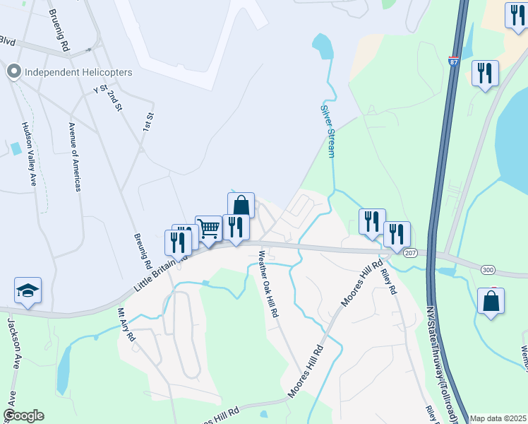map of restaurants, bars, coffee shops, grocery stores, and more near 11 Square Hill Road in New Windsor
