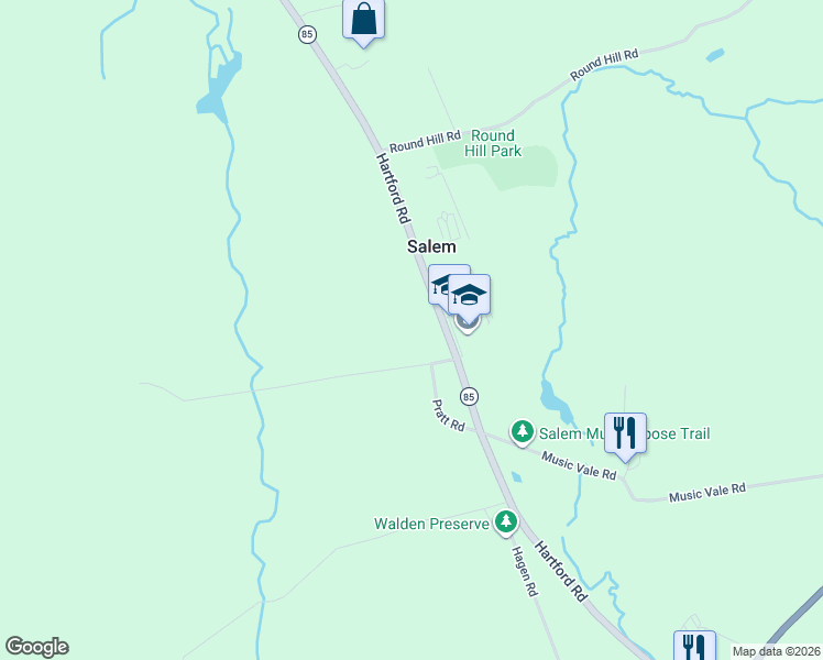 map of restaurants, bars, coffee shops, grocery stores, and more near 30 Morgan Road in Salem