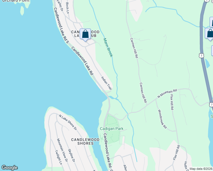 map of restaurants, bars, coffee shops, grocery stores, and more near 21 Indian Trail in Brookfield
