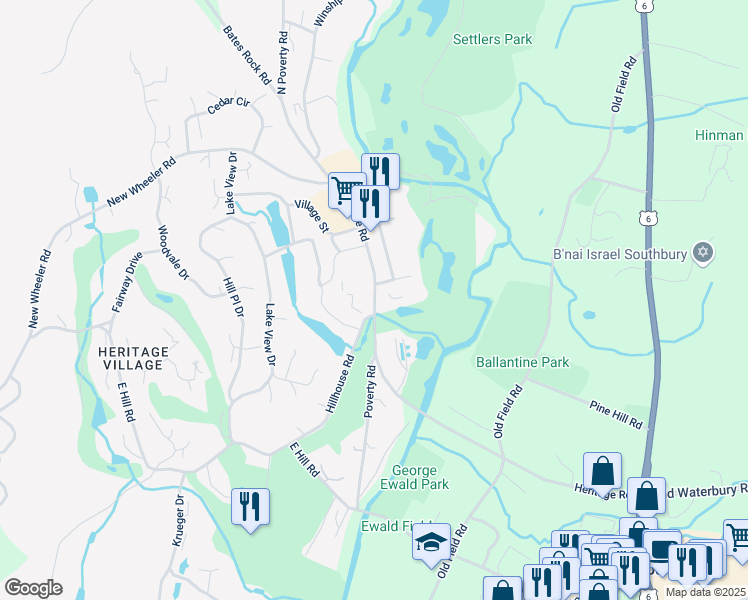 map of restaurants, bars, coffee shops, grocery stores, and more near 356 Heritage Road in Southbury