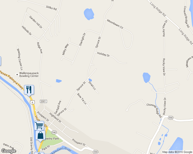 map of restaurants, bars, coffee shops, grocery stores, and more near 12 Alexander Lane in Hawley