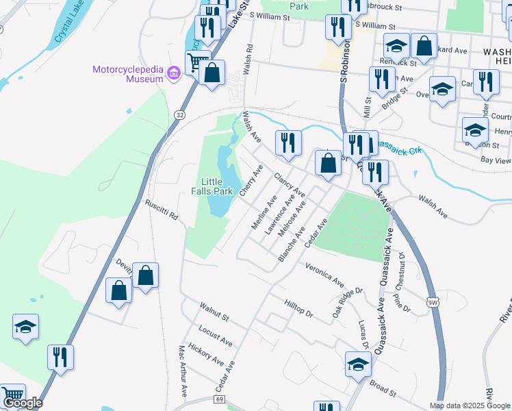 map of restaurants, bars, coffee shops, grocery stores, and more near 48 Myrtle Avenue in New Windsor