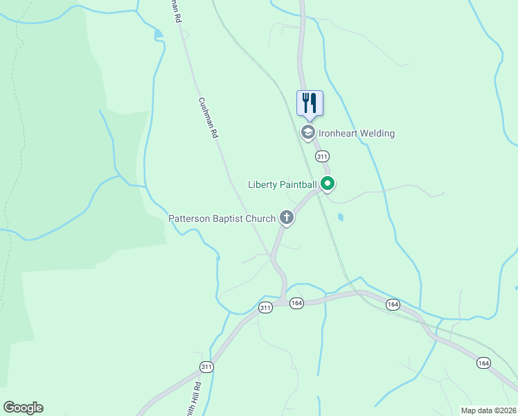 map of restaurants, bars, coffee shops, grocery stores, and more near 30 Cushman Road in Patterson