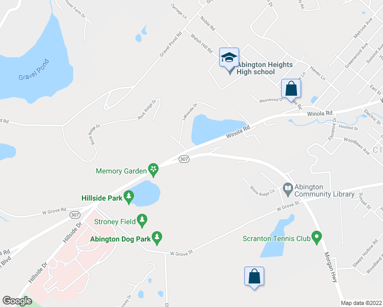 map of restaurants, bars, coffee shops, grocery stores, and more near 1080 Winola Road in Lackawanna County