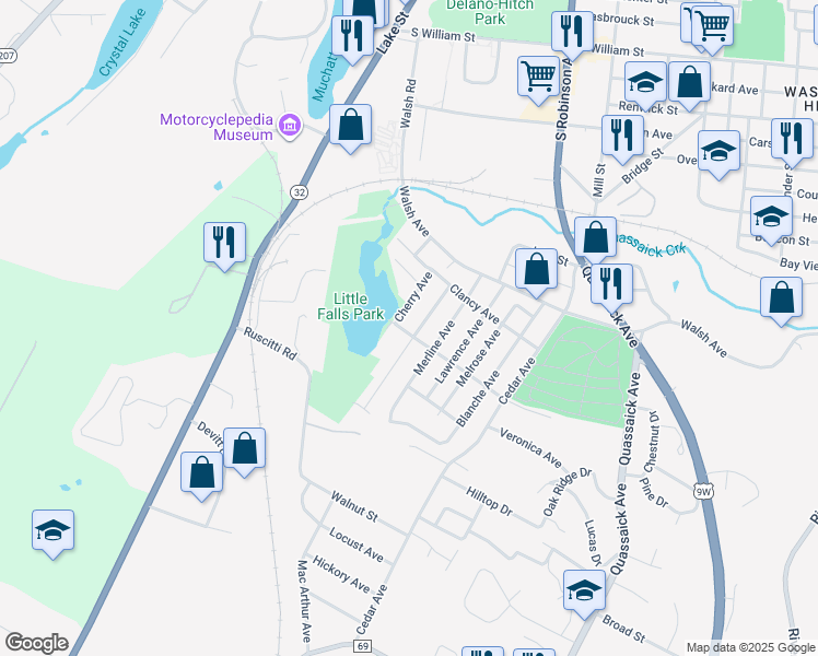 map of restaurants, bars, coffee shops, grocery stores, and more near 48 Myrtle Avenue in New Windsor