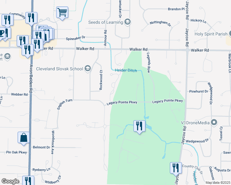 map of restaurants, bars, coffee shops, grocery stores, and more near 567 Bay Hill Drive in Avon Lake