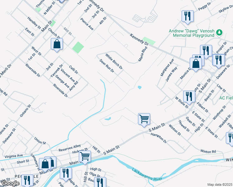 map of restaurants, bars, coffee shops, grocery stores, and more near 433 W Church St in Archbald