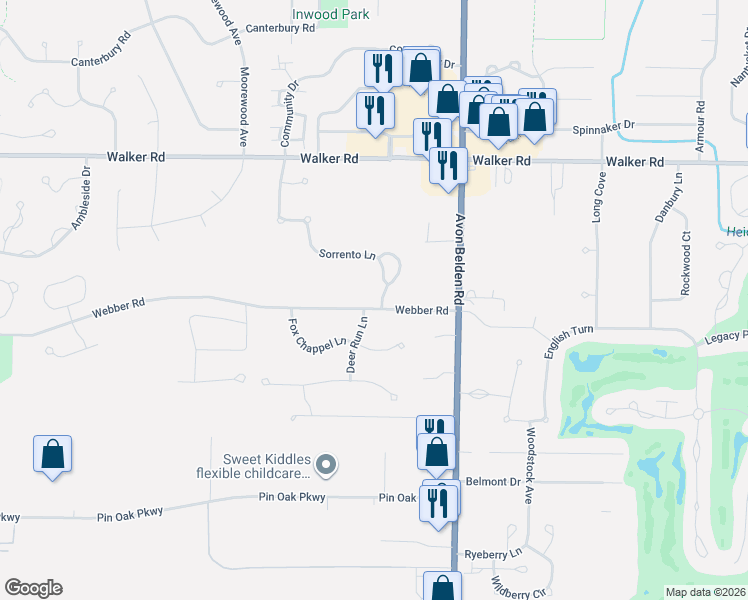 map of restaurants, bars, coffee shops, grocery stores, and more near 32811 Sorrento Lane in Avon Lake