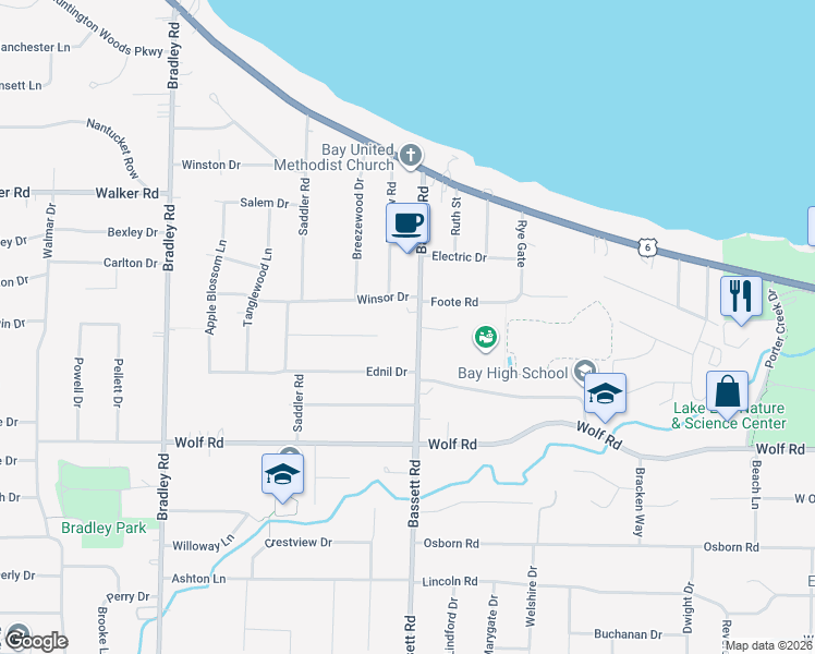 map of restaurants, bars, coffee shops, grocery stores, and more near 30000 Applewood Drive in Bay Village