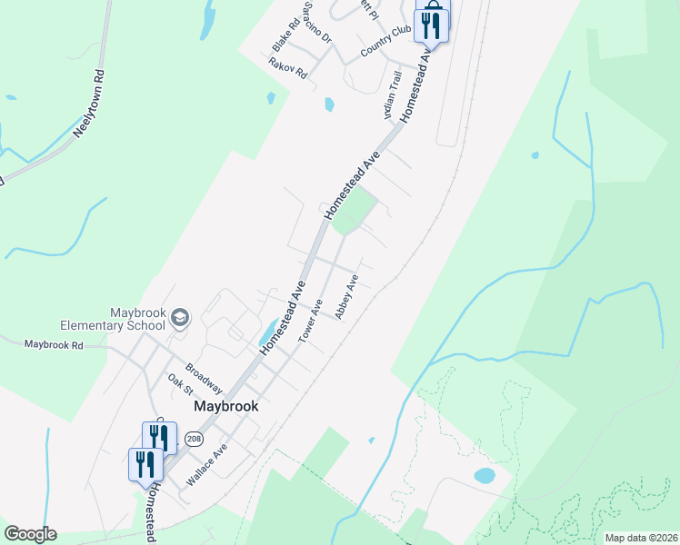 map of restaurants, bars, coffee shops, grocery stores, and more near 820 Tower Avenue in Maybrook