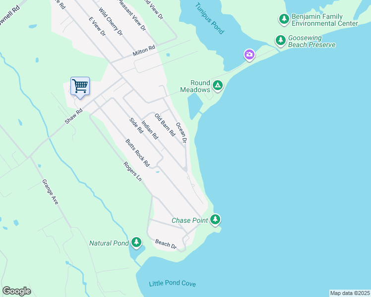 map of restaurants, bars, coffee shops, grocery stores, and more near Ocean Drive in Little Compton