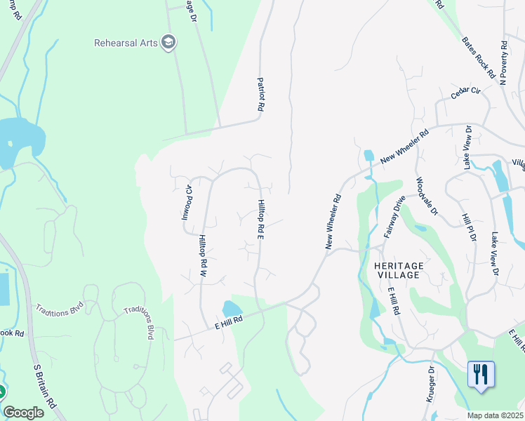 map of restaurants, bars, coffee shops, grocery stores, and more near 922 Heritage Village in Southbury