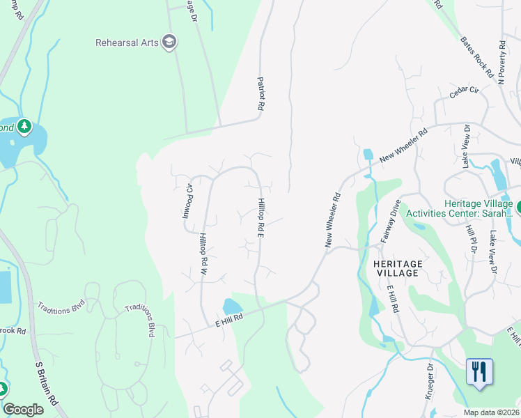 map of restaurants, bars, coffee shops, grocery stores, and more near 922 Heritage Village in Southbury