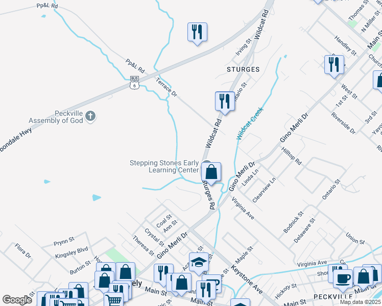 map of restaurants, bars, coffee shops, grocery stores, and more near Sylvan Drive in Blakely