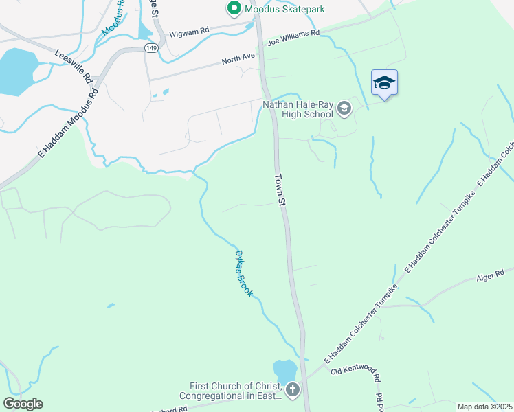 map of restaurants, bars, coffee shops, grocery stores, and more near Winterbrooke Road in East Haddam