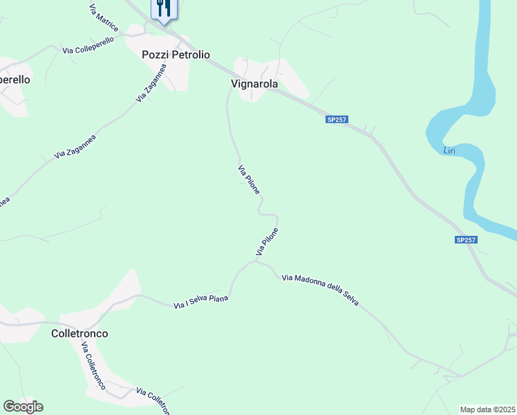 map of restaurants, bars, coffee shops, grocery stores, and more near 9 Via Pilone in Provincia di Frosinone