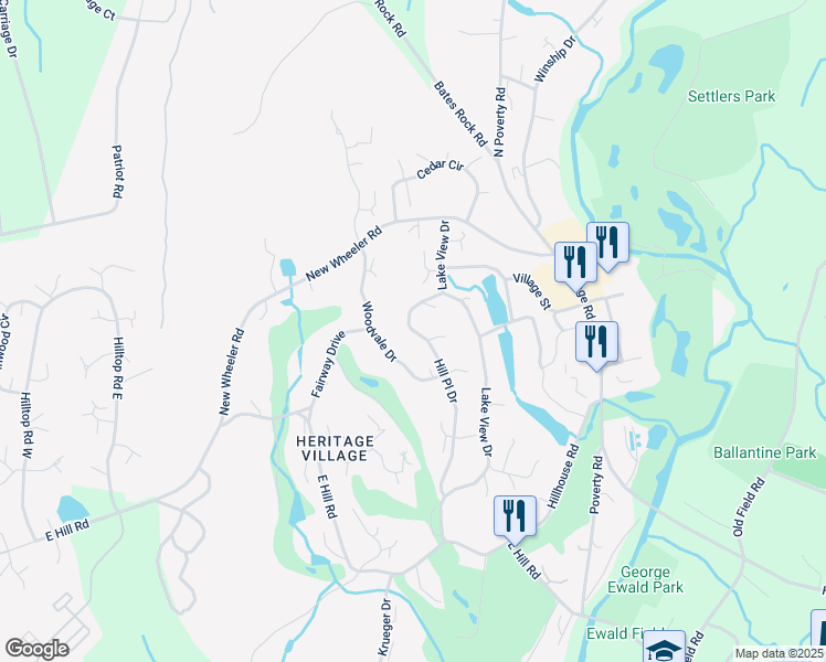 map of restaurants, bars, coffee shops, grocery stores, and more near 659 Lake View Drive in Southbury