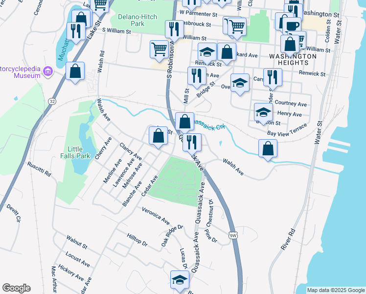 map of restaurants, bars, coffee shops, grocery stores, and more near 19 Route 9W in New Windsor