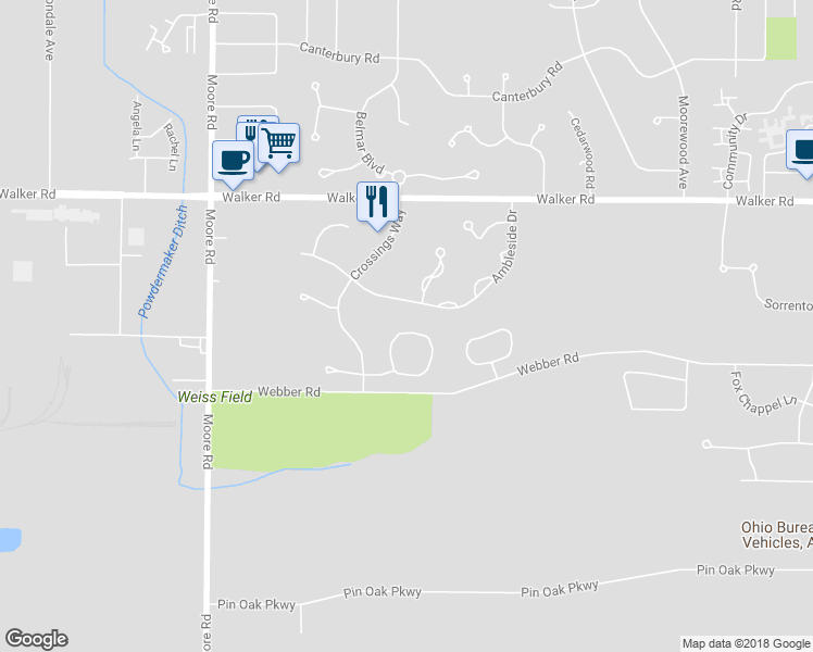 map of restaurants, bars, coffee shops, grocery stores, and more near 33175 Fairport Drive in Avon Lake