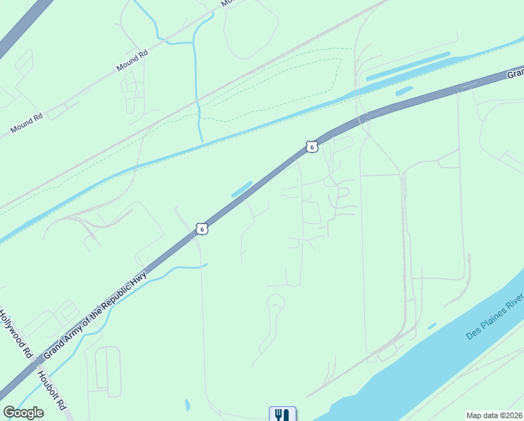 map of restaurants, bars, coffee shops, grocery stores, and more near 1701 Alexandria Drive in Joliet