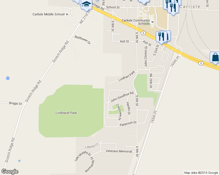 map of restaurants, bars, coffee shops, grocery stores, and more near 825 Parkview Lane in Carlisle