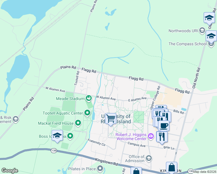 map of restaurants, bars, coffee shops, grocery stores, and more near 11 Heathman Road in South Kingstown