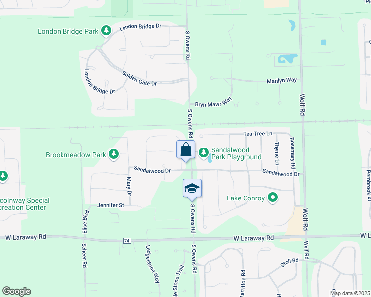 map of restaurants, bars, coffee shops, grocery stores, and more near 21979 Emily Lane in Frankfort