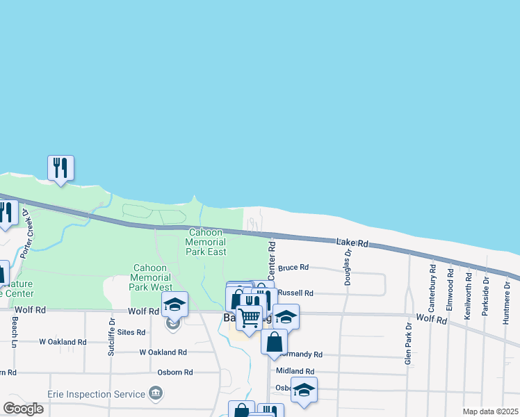 map of restaurants, bars, coffee shops, grocery stores, and more near in Bay Village