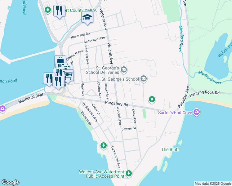 map of restaurants, bars, coffee shops, grocery stores, and more near 317 Wolcott Avenue in Middletown