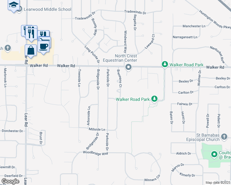 map of restaurants, bars, coffee shops, grocery stores, and more near 562 Brennans Court in Avon Lake