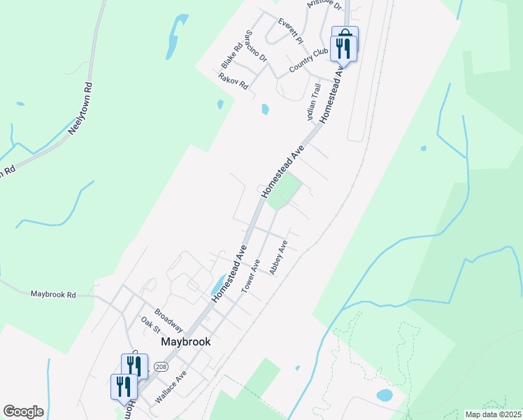 map of restaurants, bars, coffee shops, grocery stores, and more near 812 Homestead Avenue in Maybrook