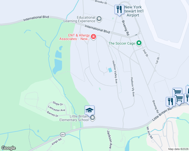 map of restaurants, bars, coffee shops, grocery stores, and more near 1604 Hawthorn Way in New Windsor