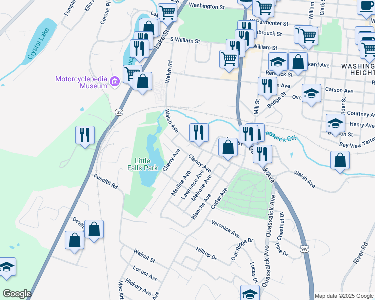 map of restaurants, bars, coffee shops, grocery stores, and more near 46 Clancy Avenue in New Windsor