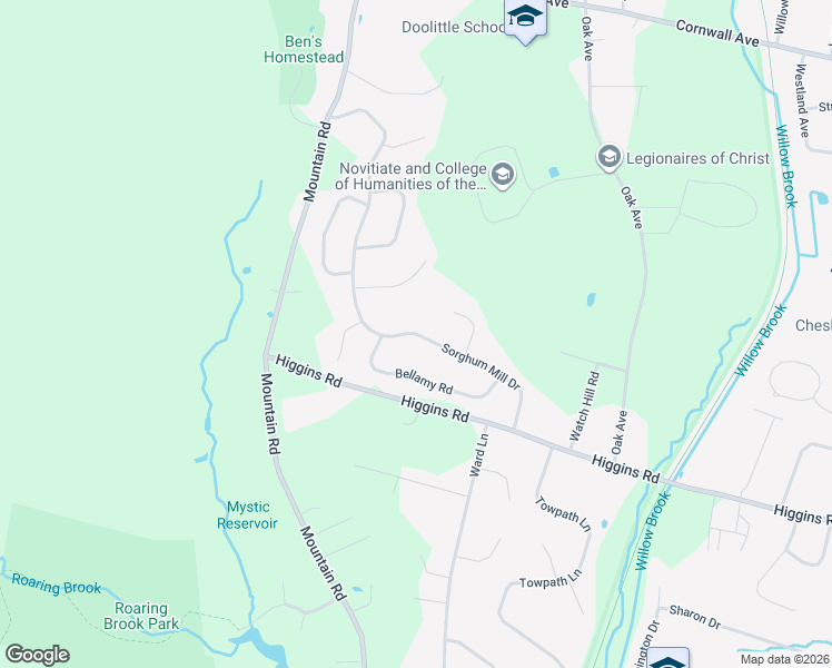 map of restaurants, bars, coffee shops, grocery stores, and more near 110 Sorghum Mill Drive in Cheshire